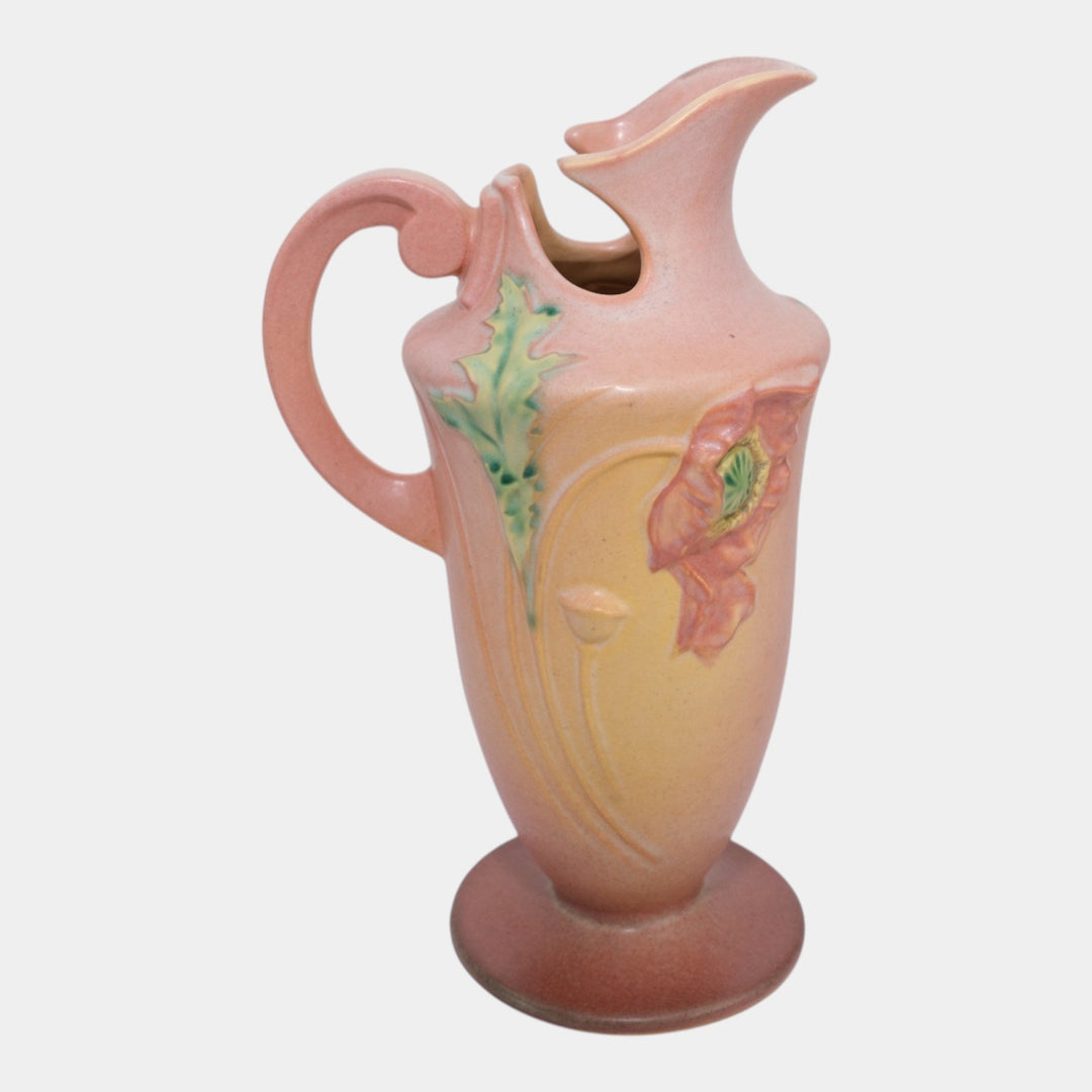 Roseville Poppy Pink 1938 Vintage Art Deco Pottery Ceramic Ewer 876-10 - Just Art Pottery