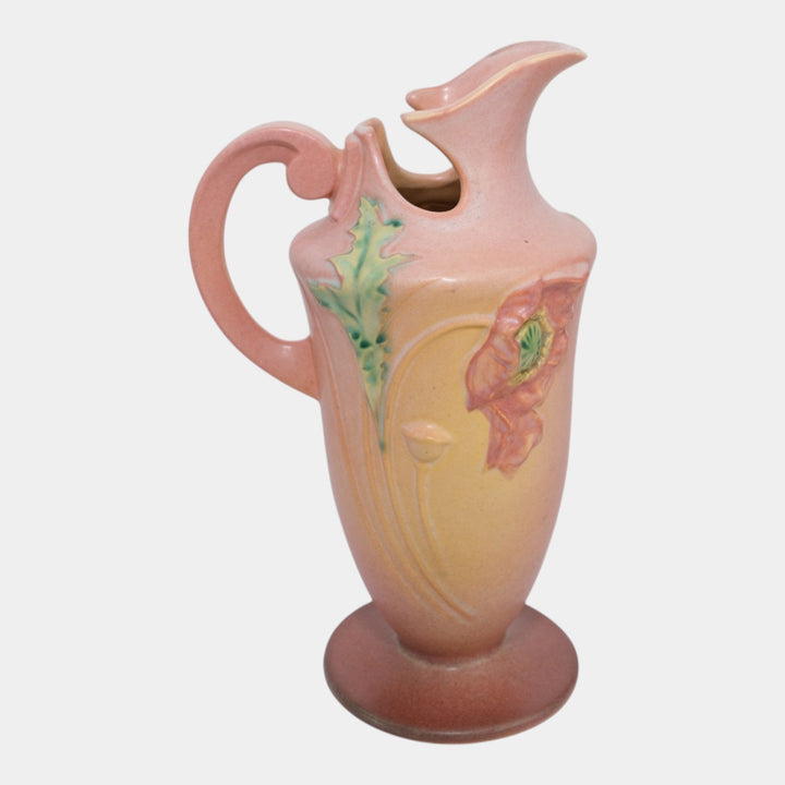 Roseville Poppy Pink 1938 Vintage Art Deco Pottery Ceramic Ewer 876-10 - Just Art Pottery