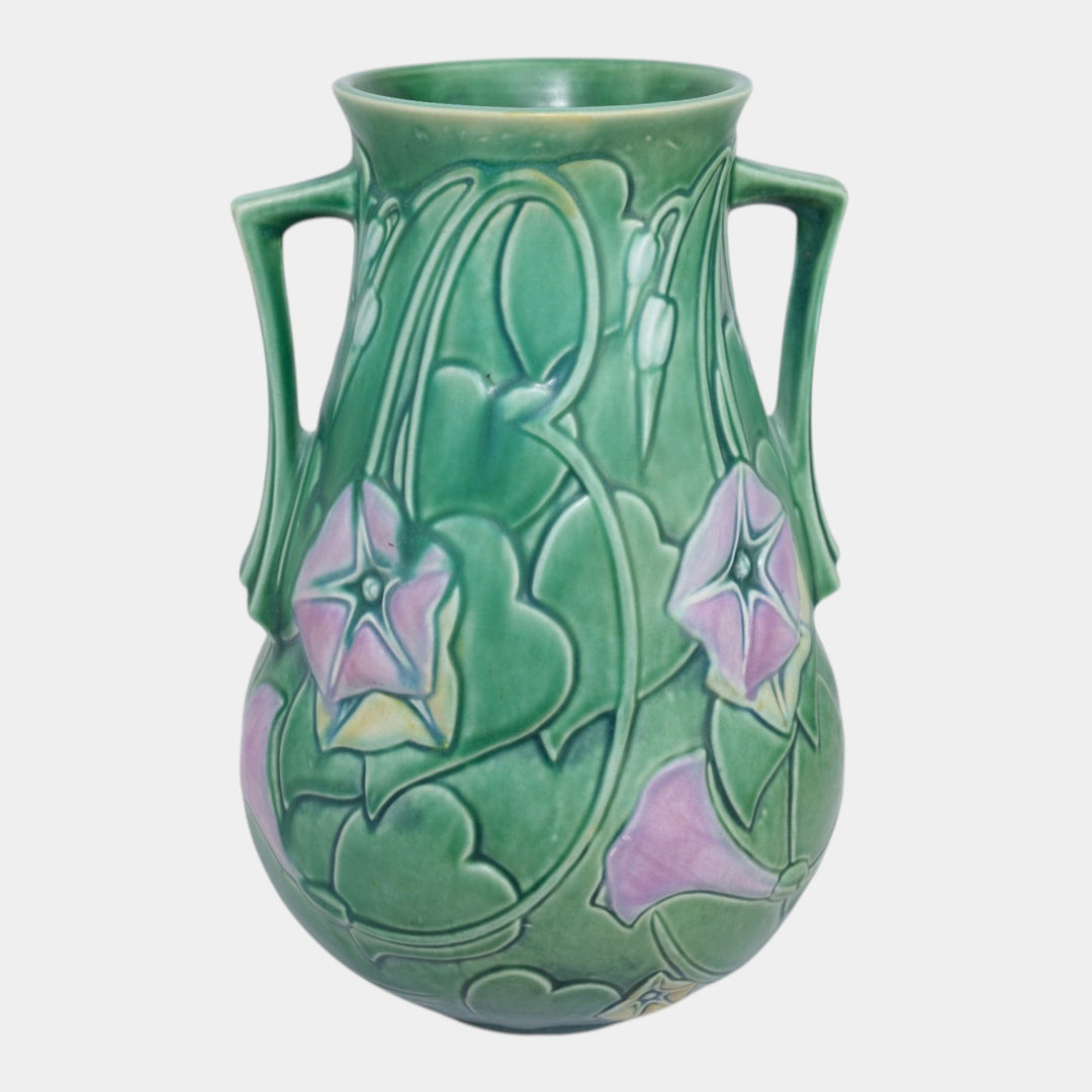 Roseville Morning Glory Green 1935 Vintage Art Pottery Ceramic Vase 730-10 - Just Art Pottery