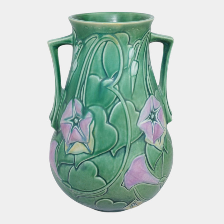 Roseville Morning Glory Green 1935 Vintage Art Pottery Ceramic Vase 730-10 - Just Art Pottery