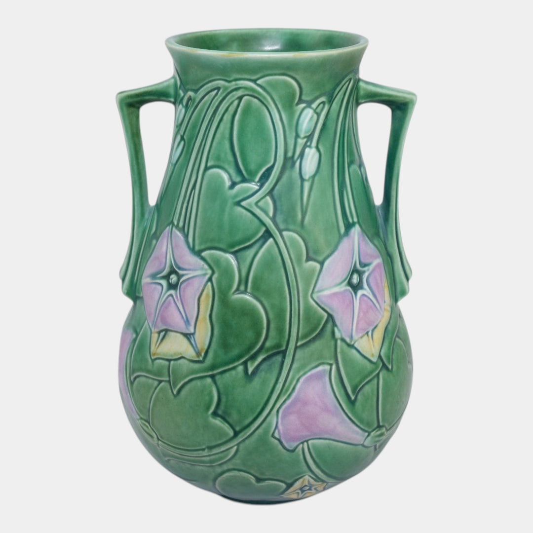 Roseville Morning Glory Green 1935 Vintage Art Pottery Ceramic Vase 730-10 - Just Art Pottery