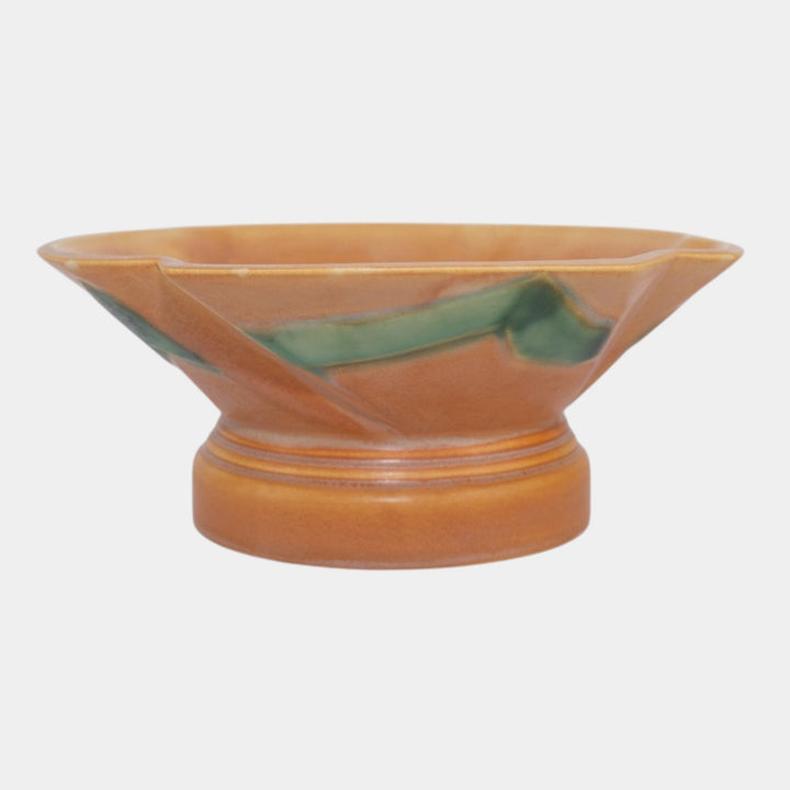 Roseville Futura Tan 1928 Vintage Art Deco Pottery Scalloped Bowl Vase 187-8 - Just Art Pottery