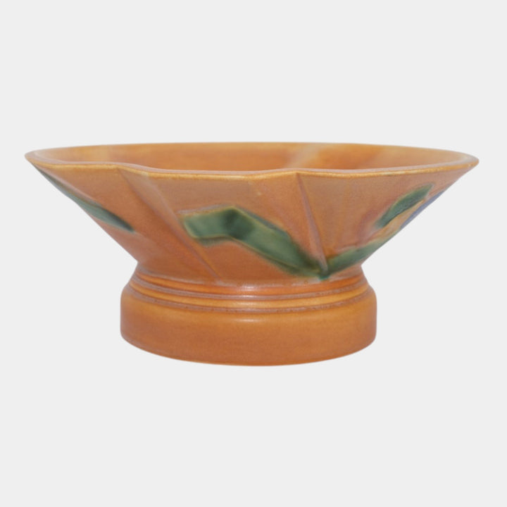 Roseville Futura Tan 1928 Vintage Art Deco Pottery Scalloped Bowl Vase 187-8 - Just Art Pottery