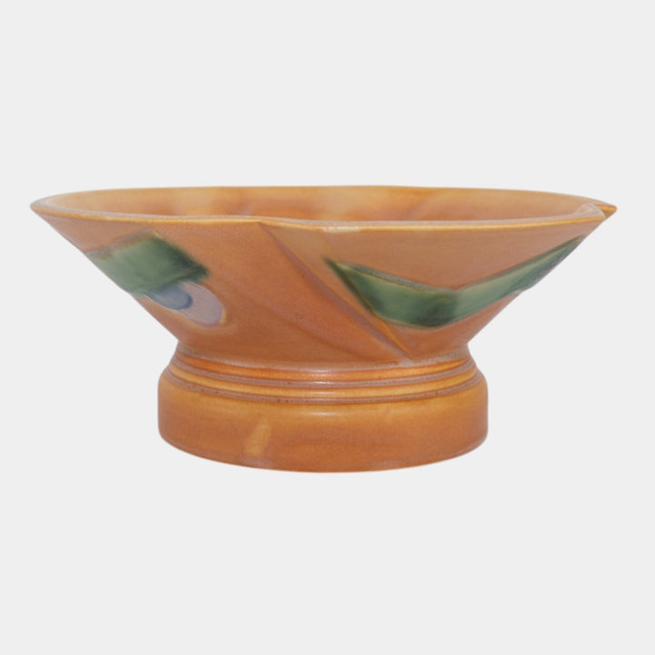Roseville Futura Tan 1928 Vintage Art Deco Pottery Scalloped Bowl Vase 187-8 - Just Art Pottery