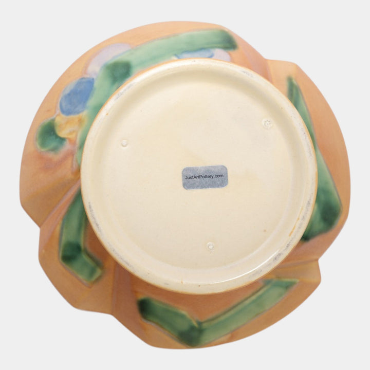 Roseville Futura Tan 1928 Vintage Art Deco Pottery Scalloped Bowl Vase 187-8 - Just Art Pottery