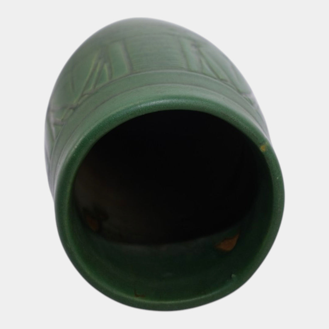 Owens Early 1900s Vintage Arts And Crafts Pottery Matte Green Ceramic Vase 219