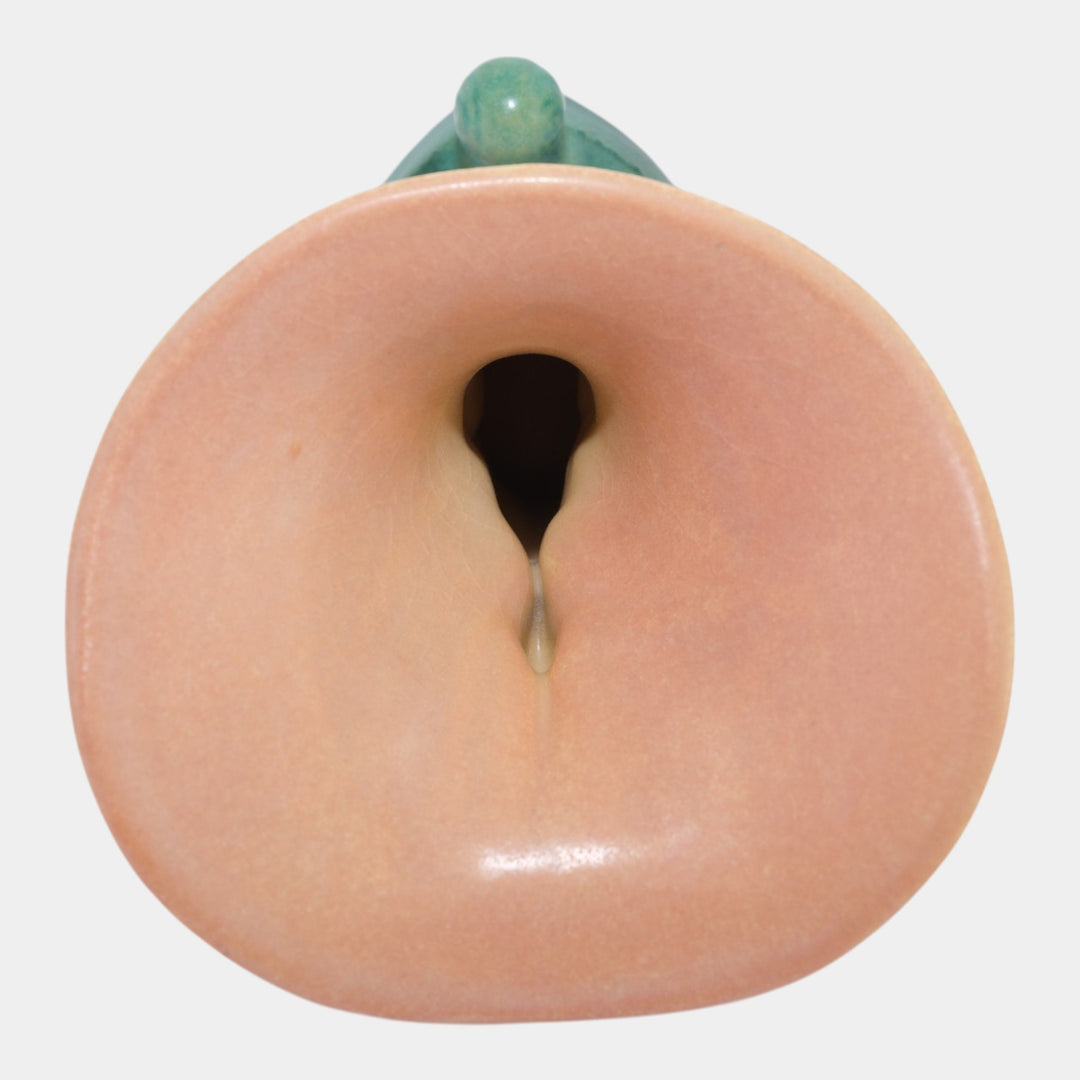 Roseville Peony Pink 1942 Mid Century Modern Pottery Ceramic Cornucopia 170-6 - Just Art Pottery