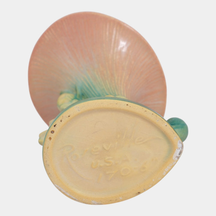 Roseville Peony Pink 1942 Mid Century Modern Pottery Ceramic Cornucopia 170-6 - Just Art Pottery