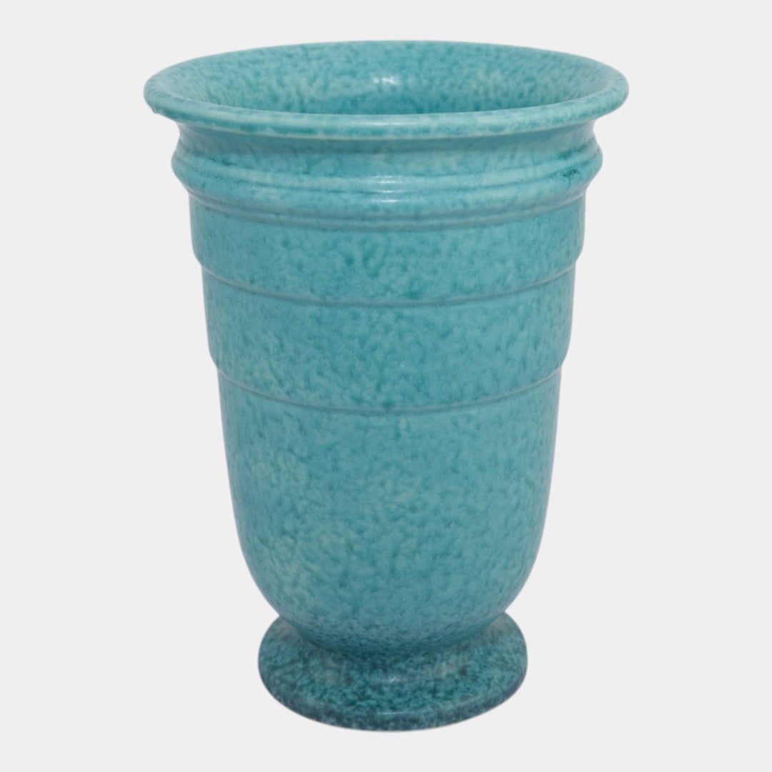 Roseville Tourmaline Blue Green 1933 Vintage Art Deco Pottery Ceramic Vase 614-8 - Just Art Pottery