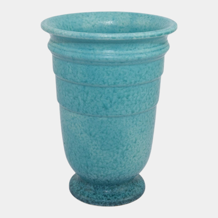 Roseville Tourmaline Blue Green 1933 Vintage Art Deco Pottery Ceramic Vase 614-8 - Just Art Pottery