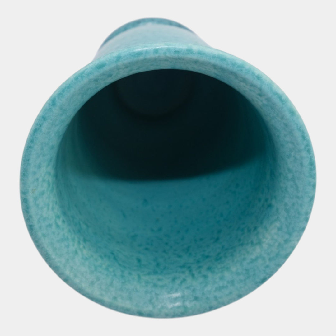 Roseville Tourmaline Blue Green 1933 Vintage Art Deco Pottery Ceramic Vase 614-8 - Just Art Pottery
