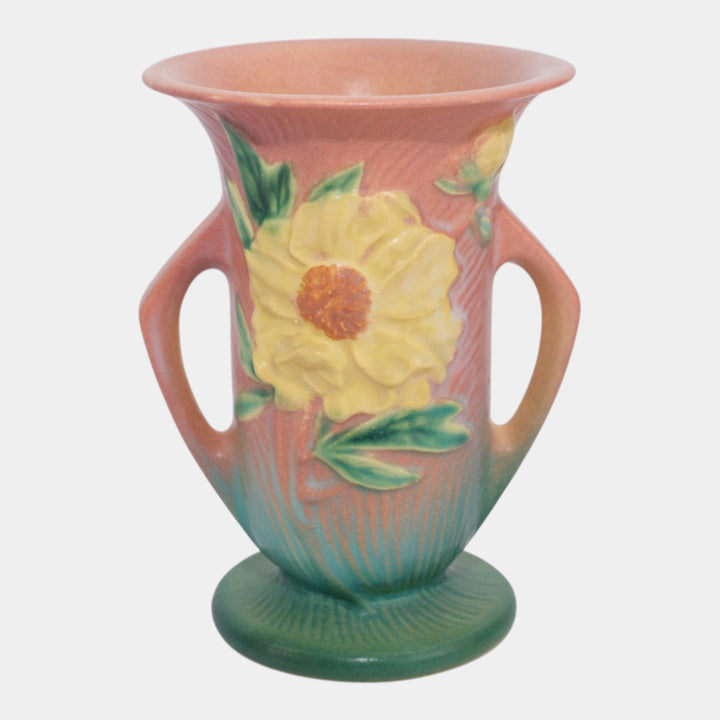 Roseville Peony Pink 1942 Vintage Mid Century Modern Pottery Ceramic Vase 59-6 - Just Art Pottery