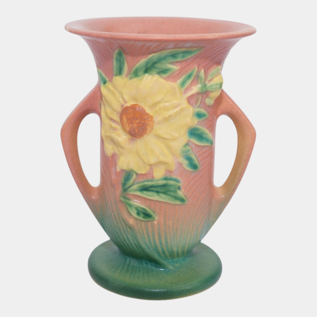 Roseville Peony Pink 1942 Vintage Mid Century Modern Pottery Ceramic Vase 59-6 - Just Art Pottery