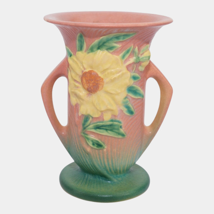 Roseville Peony Pink 1942 Vintage Mid Century Modern Pottery Ceramic Vase 59-6 - Just Art Pottery