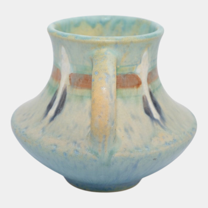 Roseville Montacello Green 1931 Vintage Arts And Crafts Pottery Vase 555-4