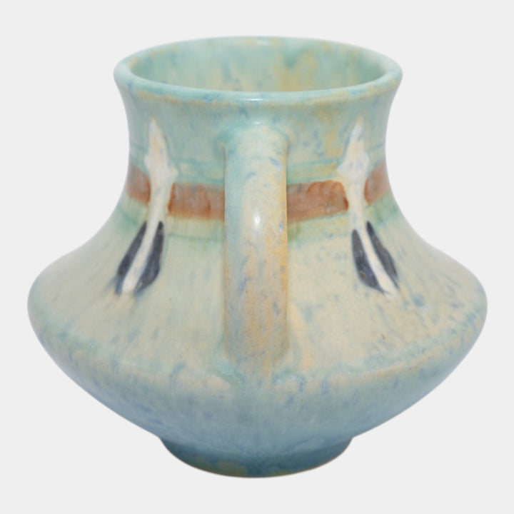 Roseville Montacello Green 1931 Vintage Arts And Crafts Pottery Vase 555-4