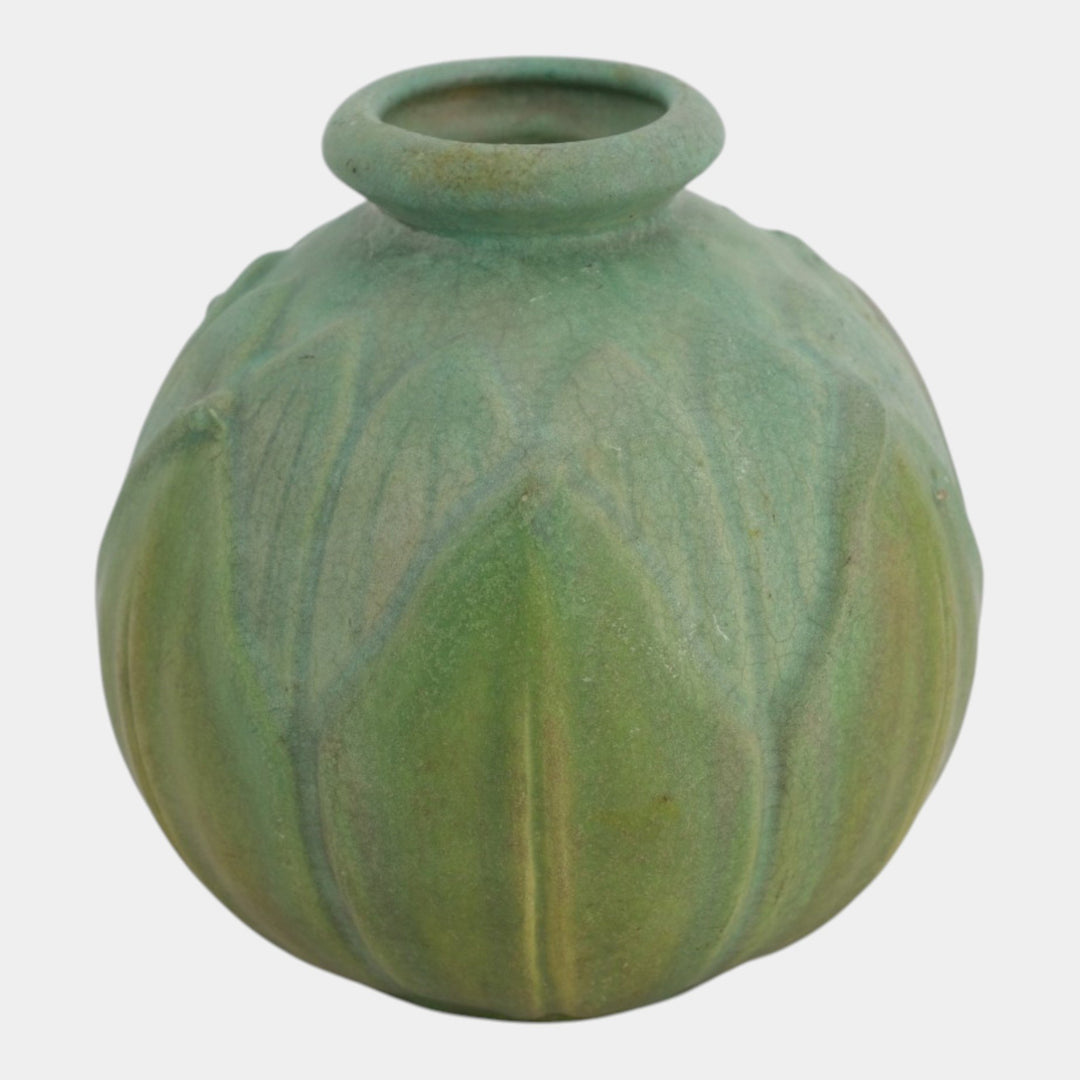 Roseville Matte Green Early Velmoss Vintage Art Pottery Vase Lamp Base 125-6