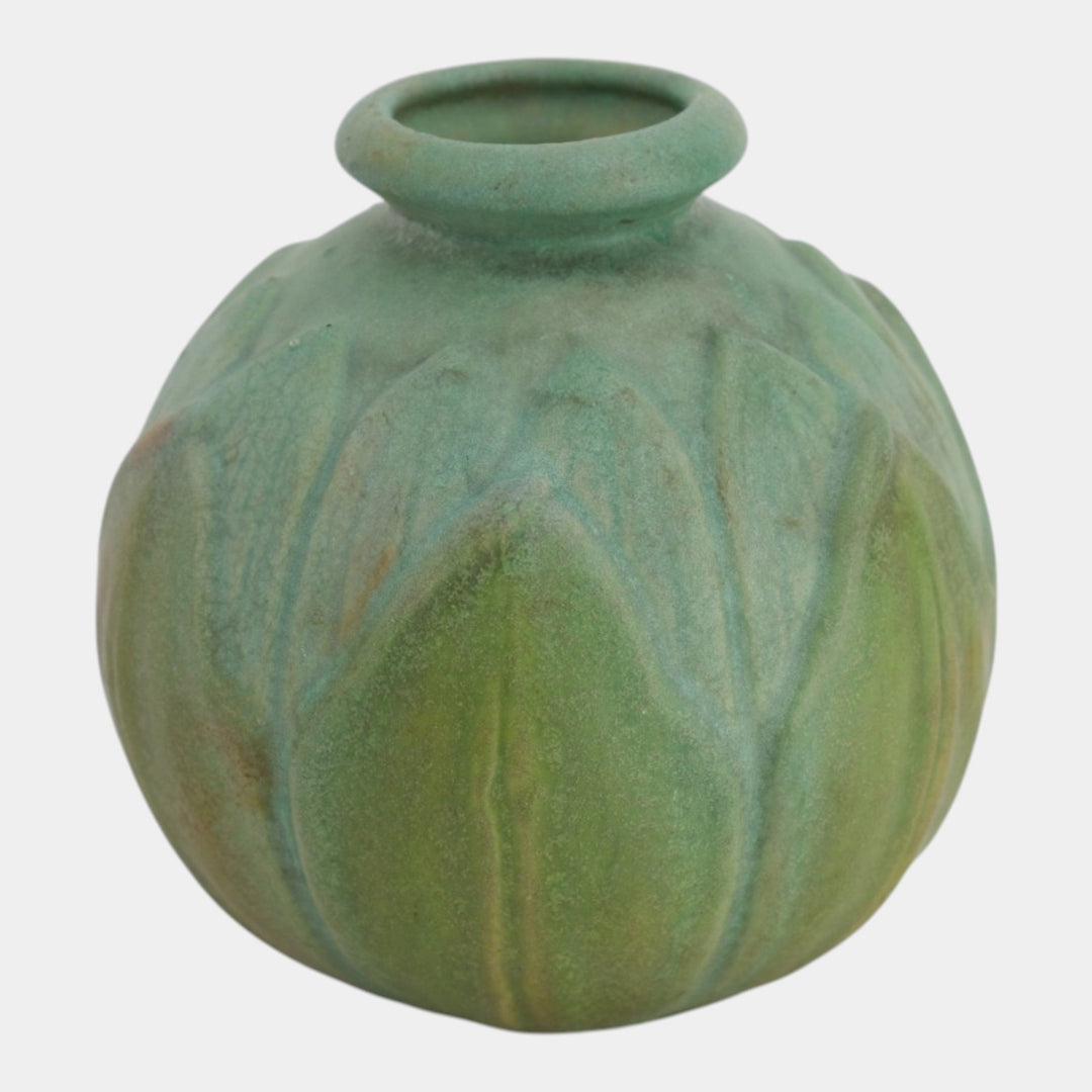 Roseville Matte Green Early Velmoss Vintage Art Pottery Vase Lamp Base 125-6