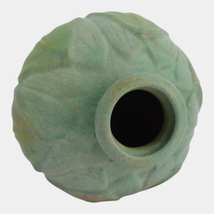 Roseville Matte Green Early Velmoss Vintage Art Pottery Vase Lamp Base 125-6