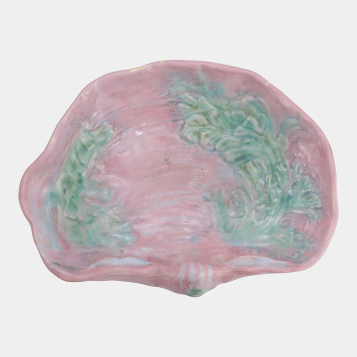 Weller Sabrinian 1920s Vintage Art Pottery Pink Green Ceramic Console Bowl - Just Art Pottery