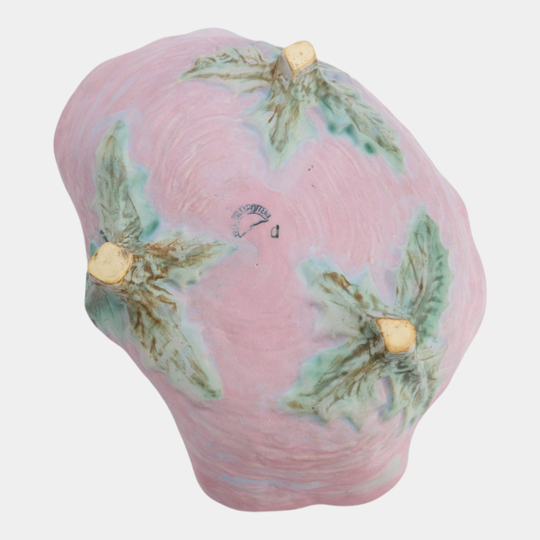 Weller Sabrinian 1920s Vintage Art Pottery Pink Green Ceramic Console Bowl - Just Art Pottery