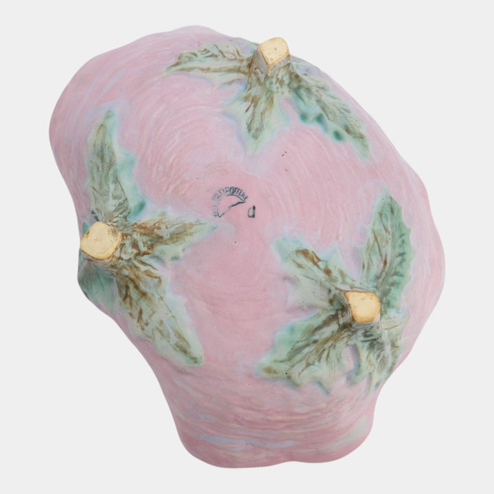 Weller Sabrinian 1920s Vintage Art Pottery Pink Green Ceramic Console Bowl - Just Art Pottery