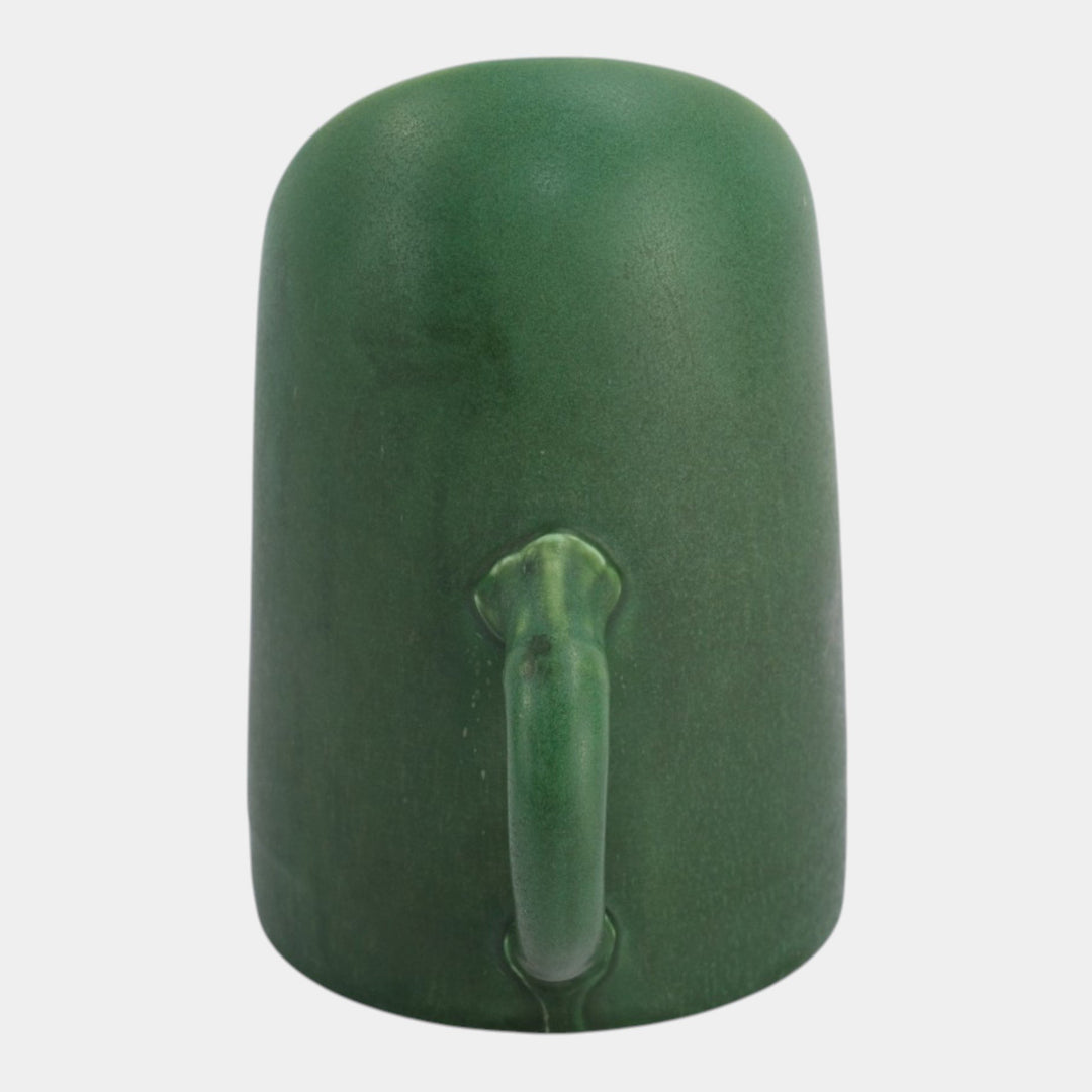 Hampshire Early 1900s Vintage Arts And Crafts Pottery Matte Green Chamberstick - Just Art Pottery