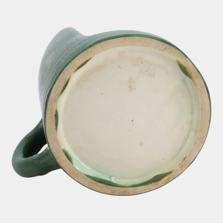 Hampshire Early 1900s Vintage Arts And Crafts Pottery Matte Green Chamberstick - Just Art Pottery