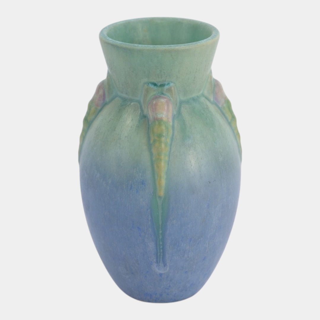 Roseville Topeo Blue 1934 Vintage Art Deco Pottery Ceramic Vase 656-6 - Just Art Pottery