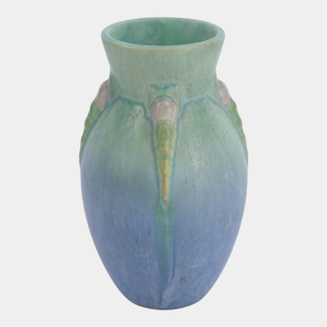 Roseville Topeo Blue 1934 Vintage Art Deco Pottery Ceramic Vase 656-6 - Just Art Pottery