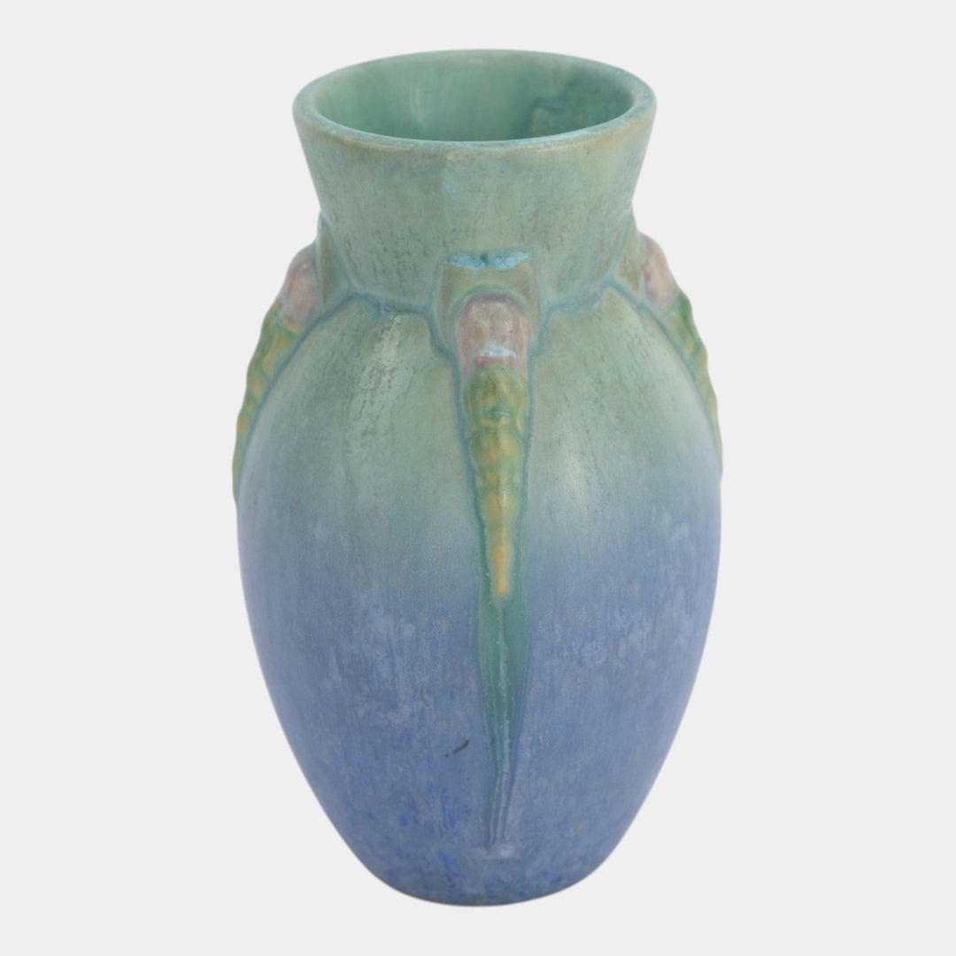 Roseville Topeo Blue 1934 Vintage Art Deco Pottery Ceramic Vase 656-6 - Just Art Pottery