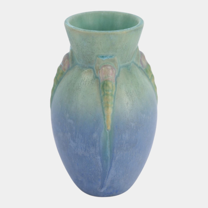 Roseville Topeo Blue 1934 Vintage Art Deco Pottery Ceramic Vase 656-6 - Just Art Pottery