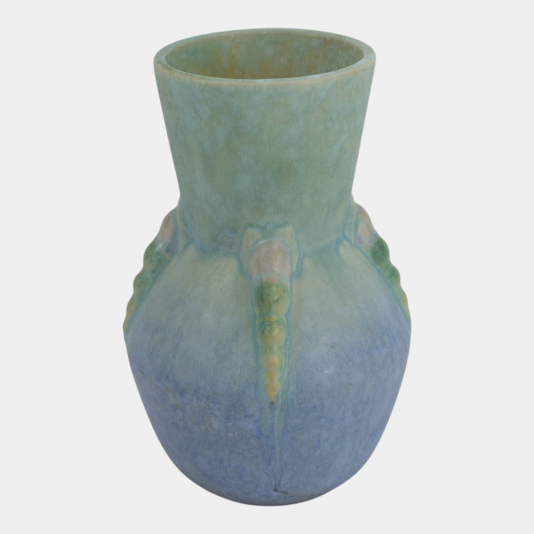 Roseville Topeo 1934 Blue Vintage Art Deco Pottery Ceramic Flower Vase 658-7 - Just Art Pottery