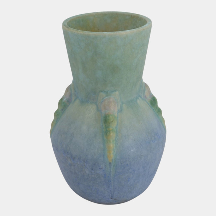 Roseville Topeo 1934 Blue Vintage Art Deco Pottery Ceramic Flower Vase 658-7 - Just Art Pottery