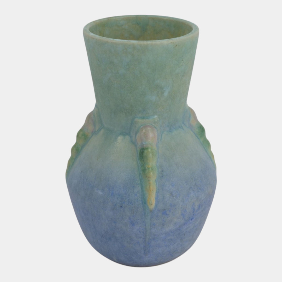 Roseville Topeo 1934 Blue Vintage Art Deco Pottery Ceramic Flower Vase 658-7 - Just Art Pottery