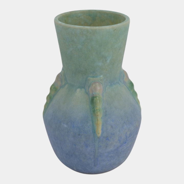 Roseville Topeo 1934 Blue Vintage Art Deco Pottery Ceramic Flower Vase 658-7 - Just Art Pottery