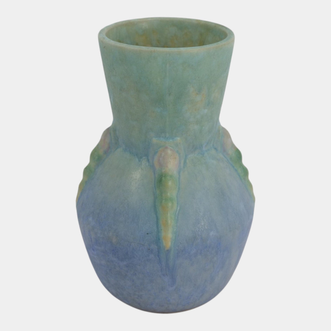 Roseville Topeo 1934 Blue Vintage Art Deco Pottery Ceramic Flower Vase 658-7 - Just Art Pottery