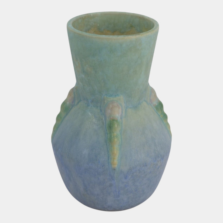 Roseville Topeo 1934 Blue Vintage Art Deco Pottery Ceramic Flower Vase 658-7 - Just Art Pottery