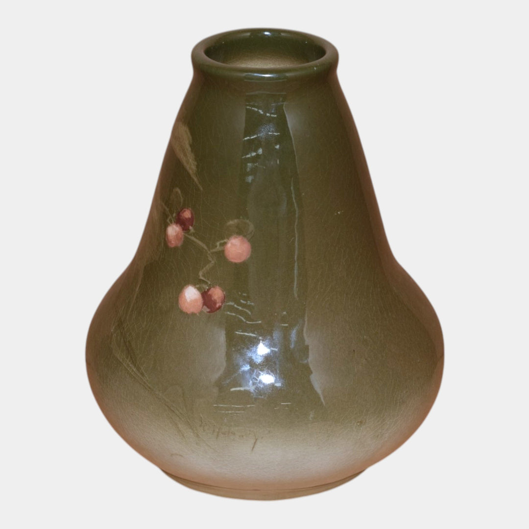 Roseville Rozane Light G1900s Art Pottery Floral Gourd Vase Pillsbury