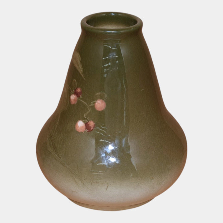 Roseville Rozane Light G1900s Art Pottery Floral Gourd Vase Pillsbury