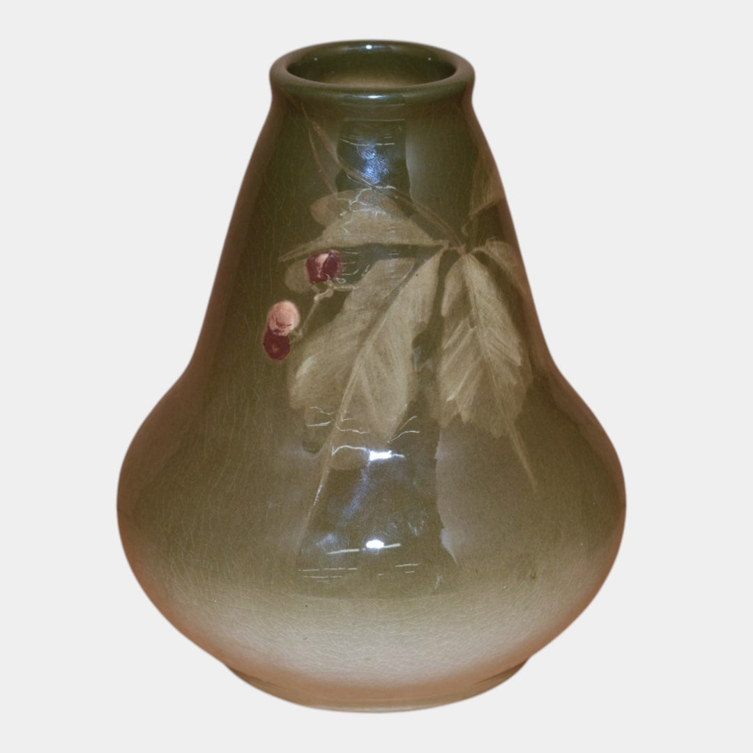Roseville Rozane Light G1900s Art Pottery Floral Gourd Vase Pillsbury