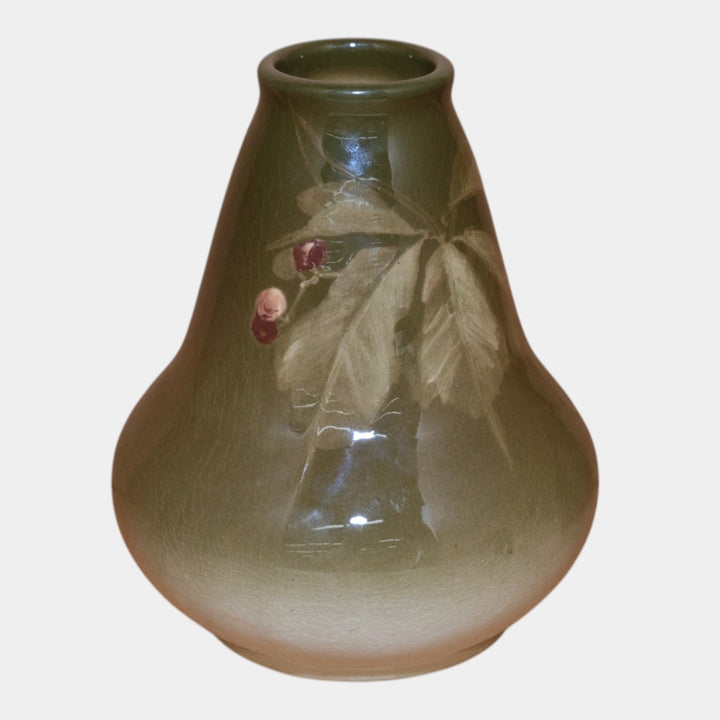 Roseville Rozane Light G1900s Art Pottery Floral Gourd Vase Pillsbury