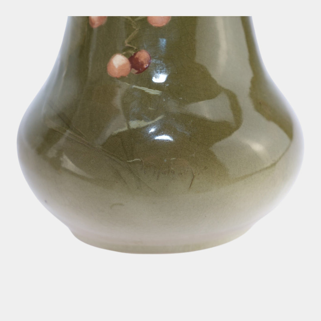 Roseville Rozane Light G1900s Art Pottery Floral Gourd Vase Pillsbury