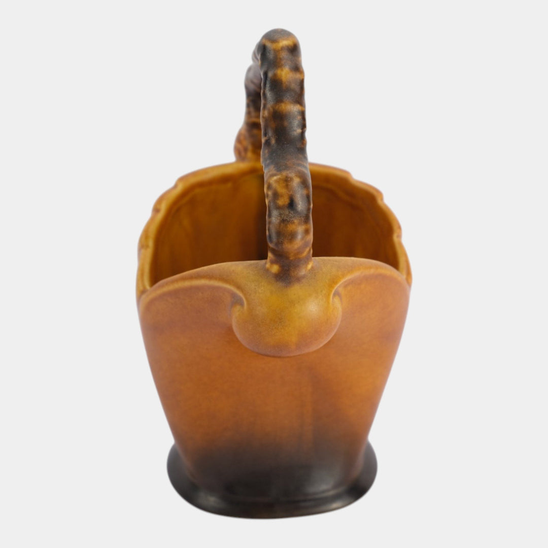 Roseville Pine Cone Brown1953 Vintage Mid Century Modern Pottery Basket 408-6 - Just Art Pottery
