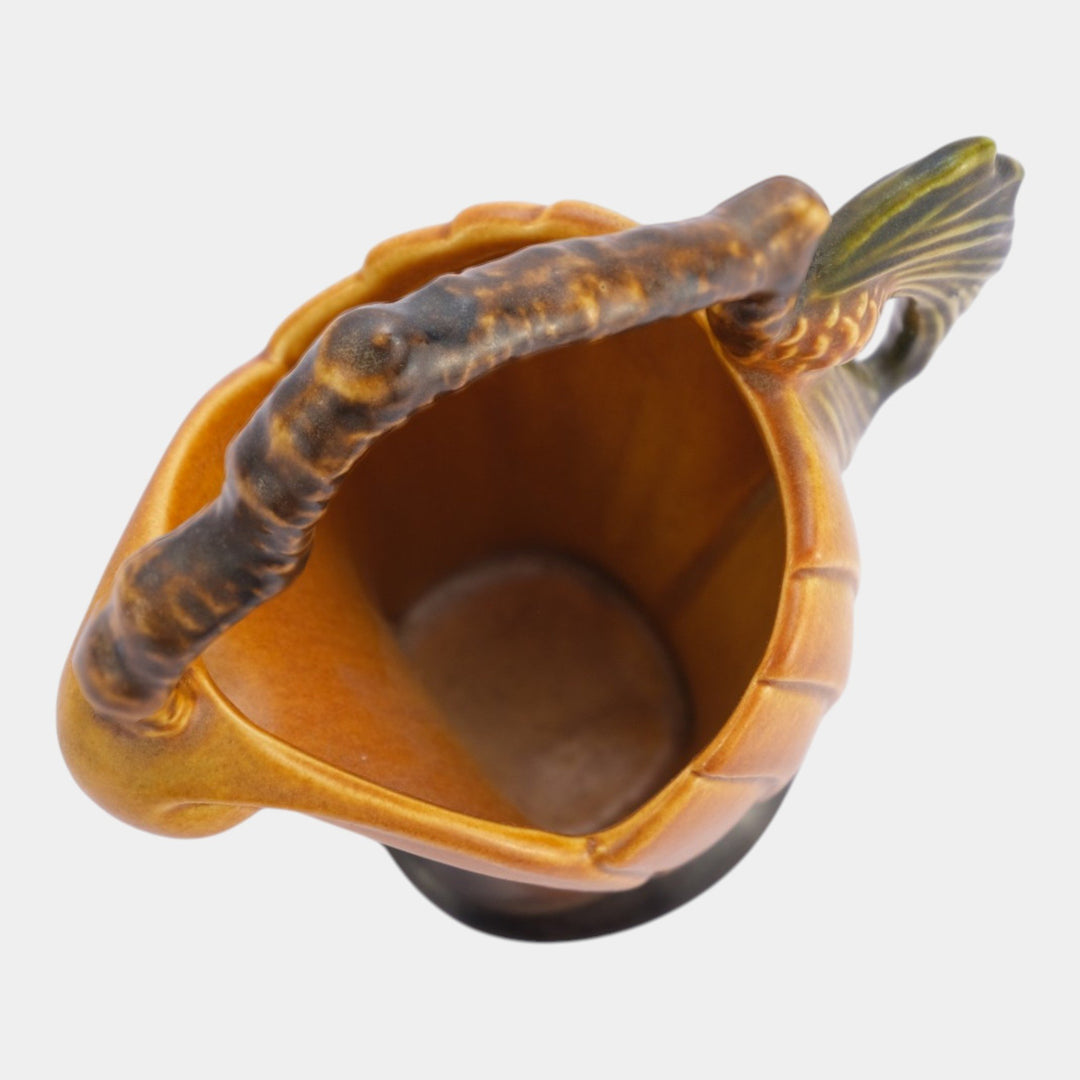 Roseville Pine Cone Brown1953 Vintage Mid Century Modern Pottery Basket 408-6 - Just Art Pottery