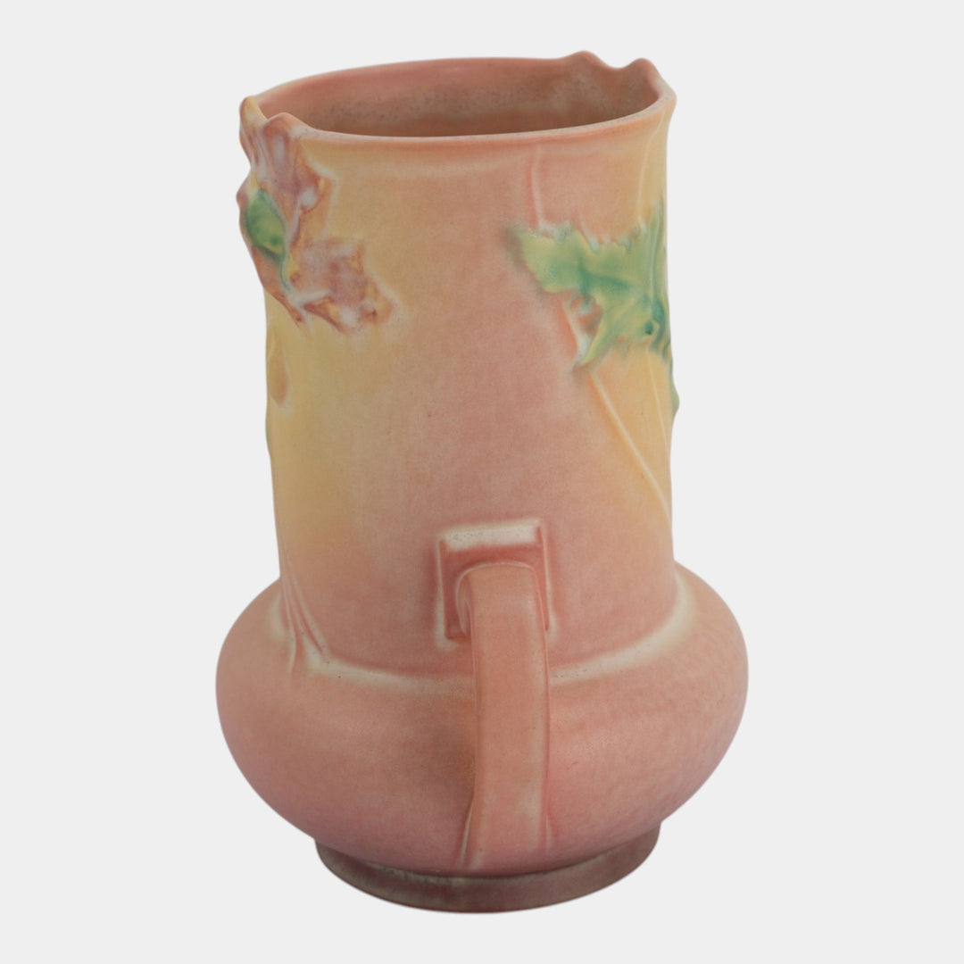 Roseville Poppy Pink 1938 Vintage Art Pottery Ceramic Art Deco Vase 873-9 - Just Art Pottery