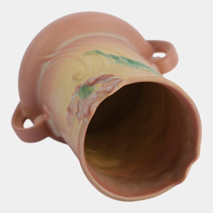 Roseville Poppy Pink 1938 Vintage Art Pottery Ceramic Art Deco Vase 873-9 - Just Art Pottery