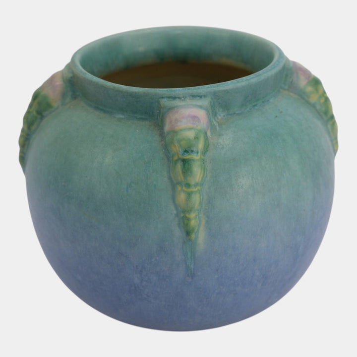 Roseville Topeo Blue1934 Vintage Art Deco Pottery Ceramic Flower Bowl Vase 245-6 - Just Art Pottery