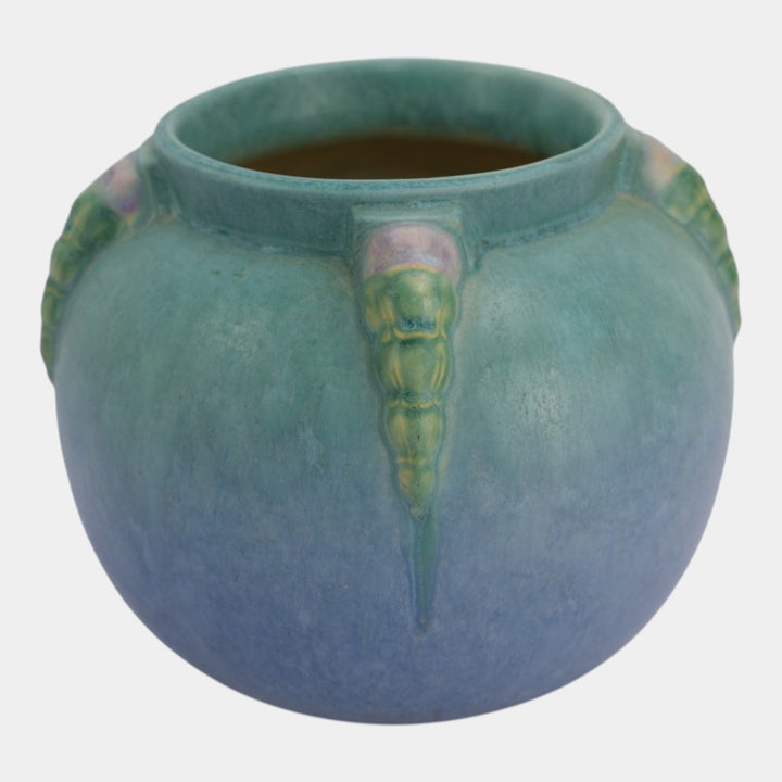 Roseville Topeo Blue1934 Vintage Art Deco Pottery Ceramic Flower Bowl Vase 245-6 - Just Art Pottery