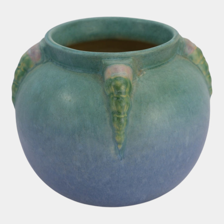 Roseville Topeo Blue1934 Vintage Art Deco Pottery Ceramic Flower Bowl Vase 245-6 - Just Art Pottery